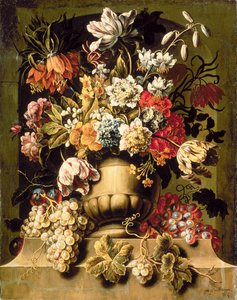 Stilleven met fruit en bloemen